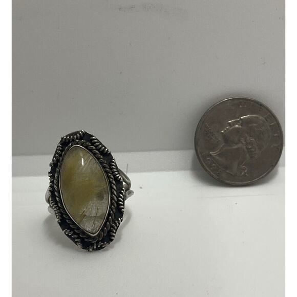 Vintage Southwestern Banded Agate Sterling Silver 925 Ring Size 8 - Picture 8 of 8